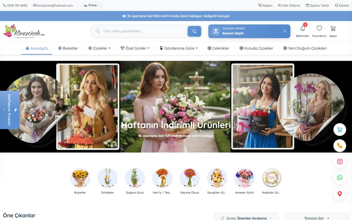 Kiraz Çiçek çiçekçi web sitesi ana sayfası