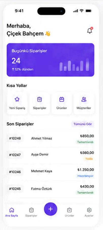 ÇiçekGo mobil uygulama: Ana sayfa